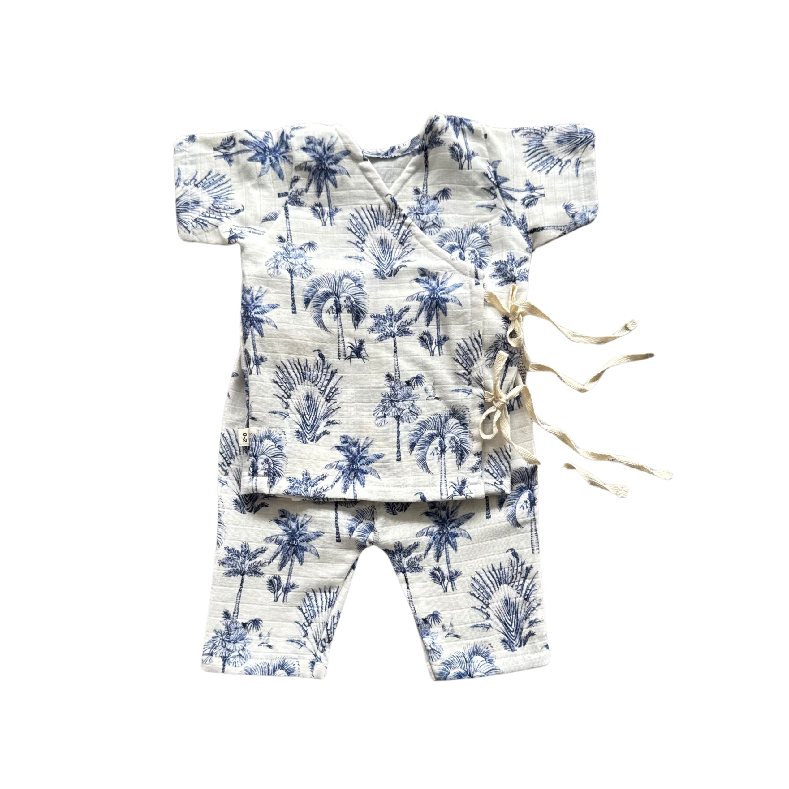 Navy Trees & Birds Angarkha Set